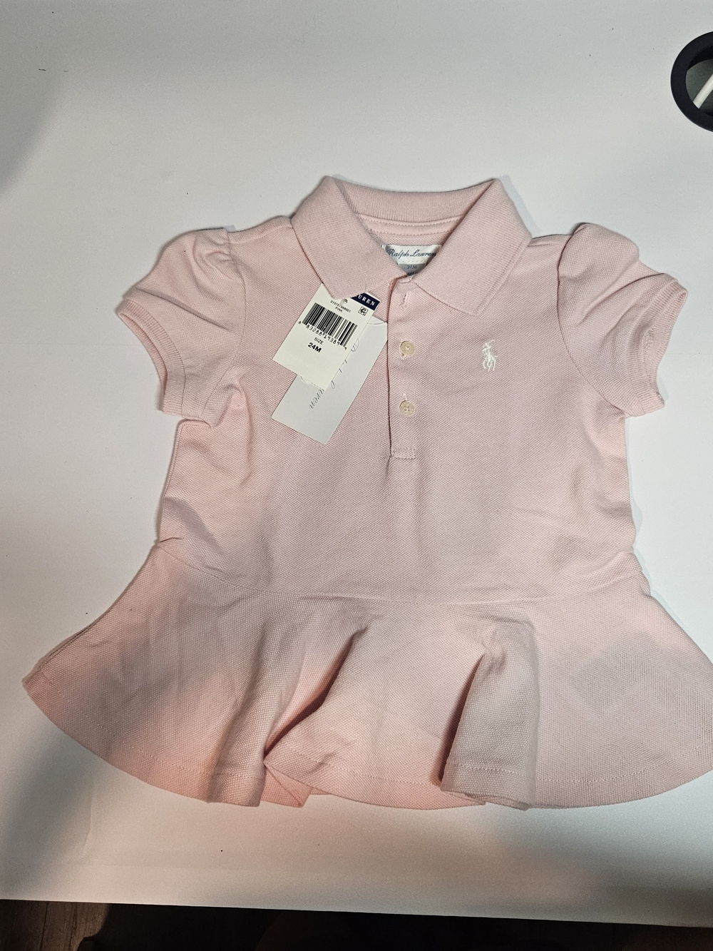 NWT Ralph Lauren Baby Girls Pink Peplum Polo Top Shirt 24M